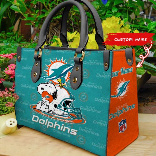 Miami Dolphins Personalized Leather Hand Bag BB152