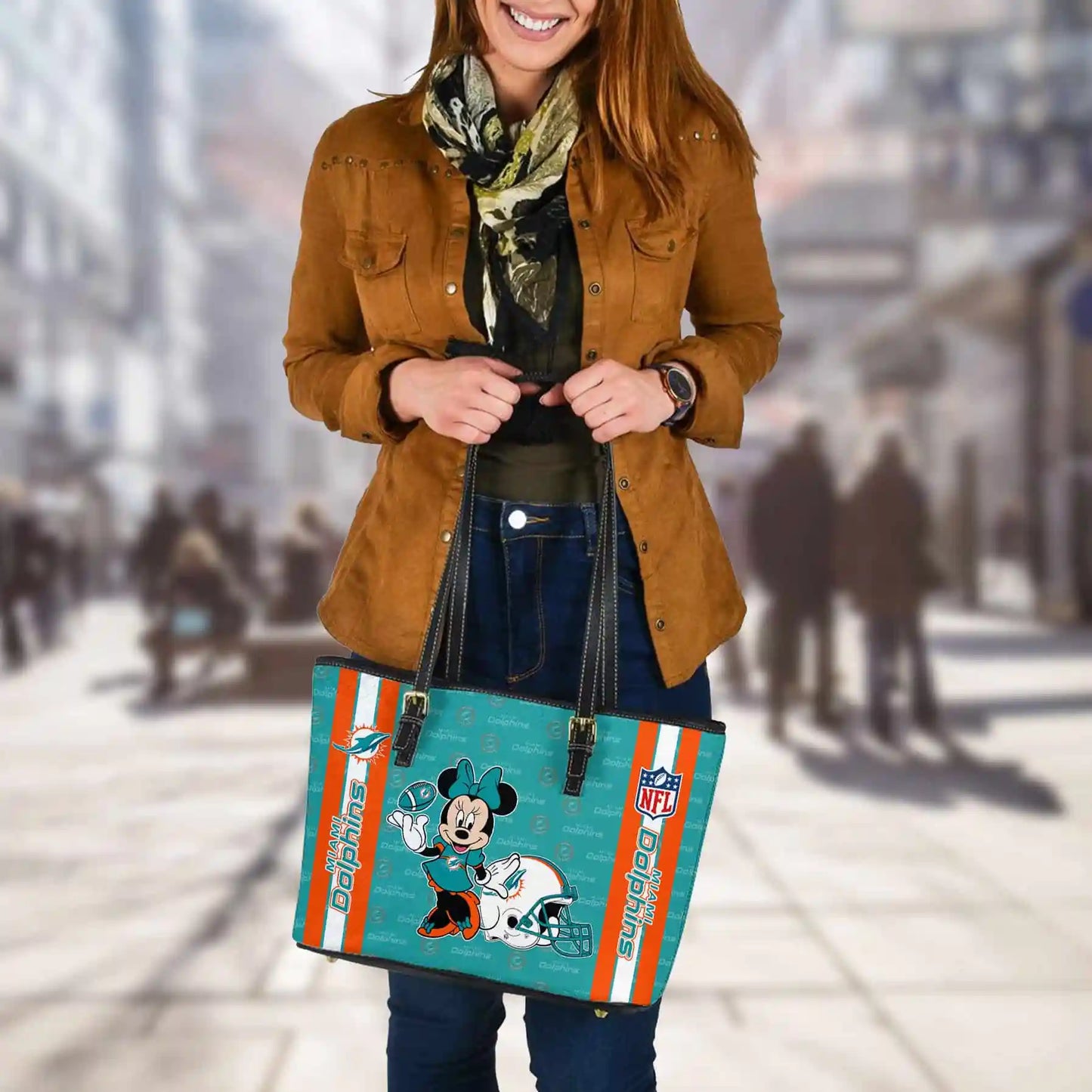 Miami Dolphins Women Leather Tote Hand Bag BB30