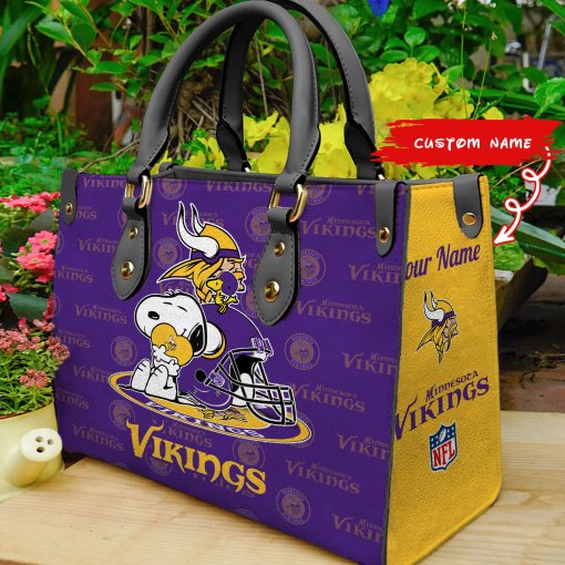 Minnesota Vikings Personalized Leather Hand Bag BB153