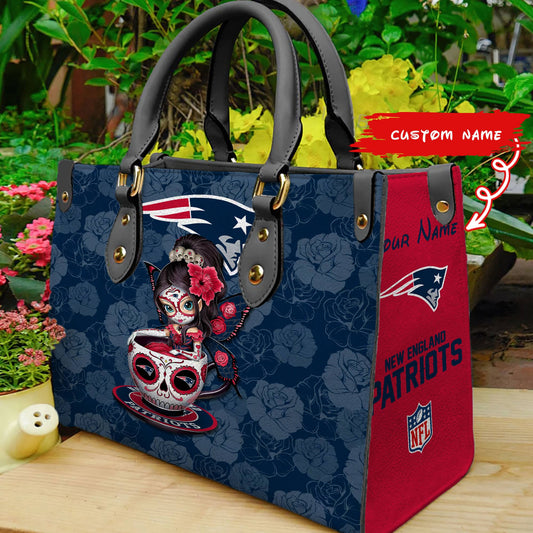 New England Patriots Personalized Leather Hand Bag BB69
