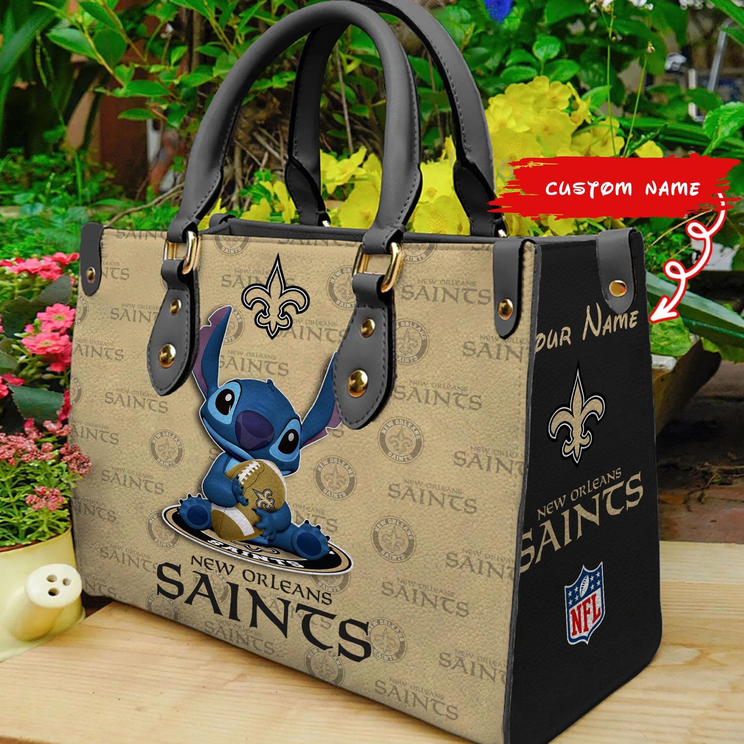 New Orleans Saints Personalized Leather Hand Bag BB354