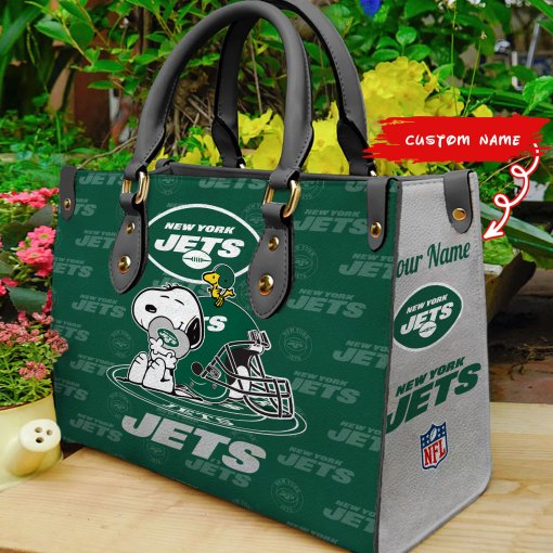 New York Jets Personalized Leather Hand Bag BB157