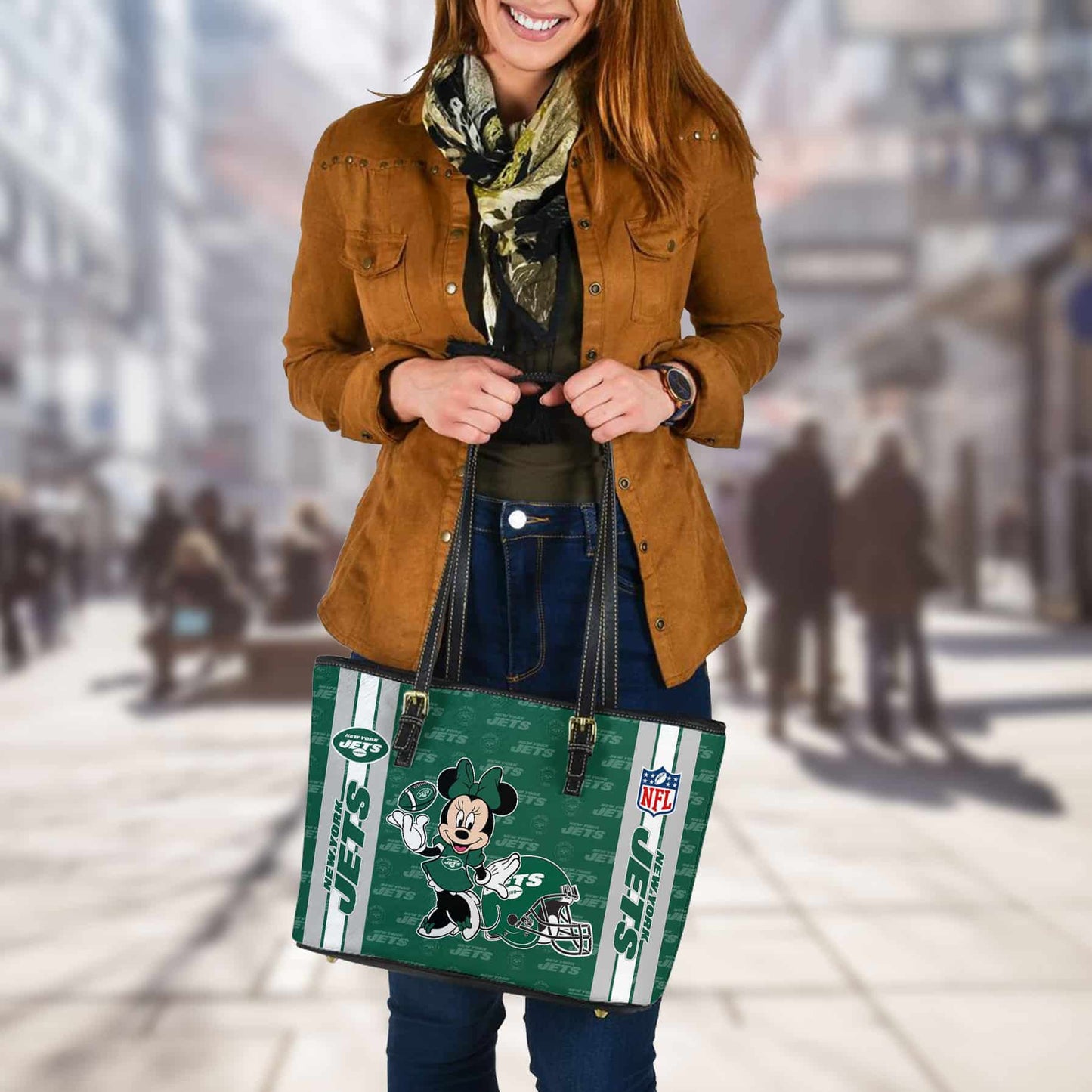 New York Jets Women Leather Tote Hand Bag BB35