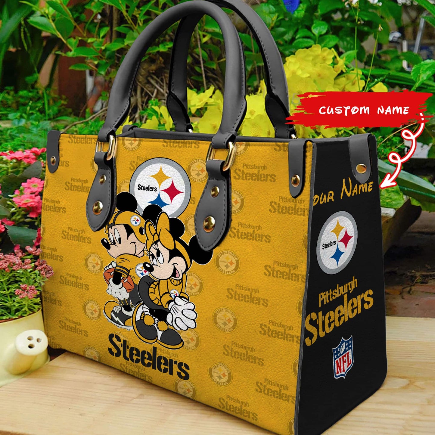 Pittsburgh Steelers Personalized Leather Hand Bag BB106