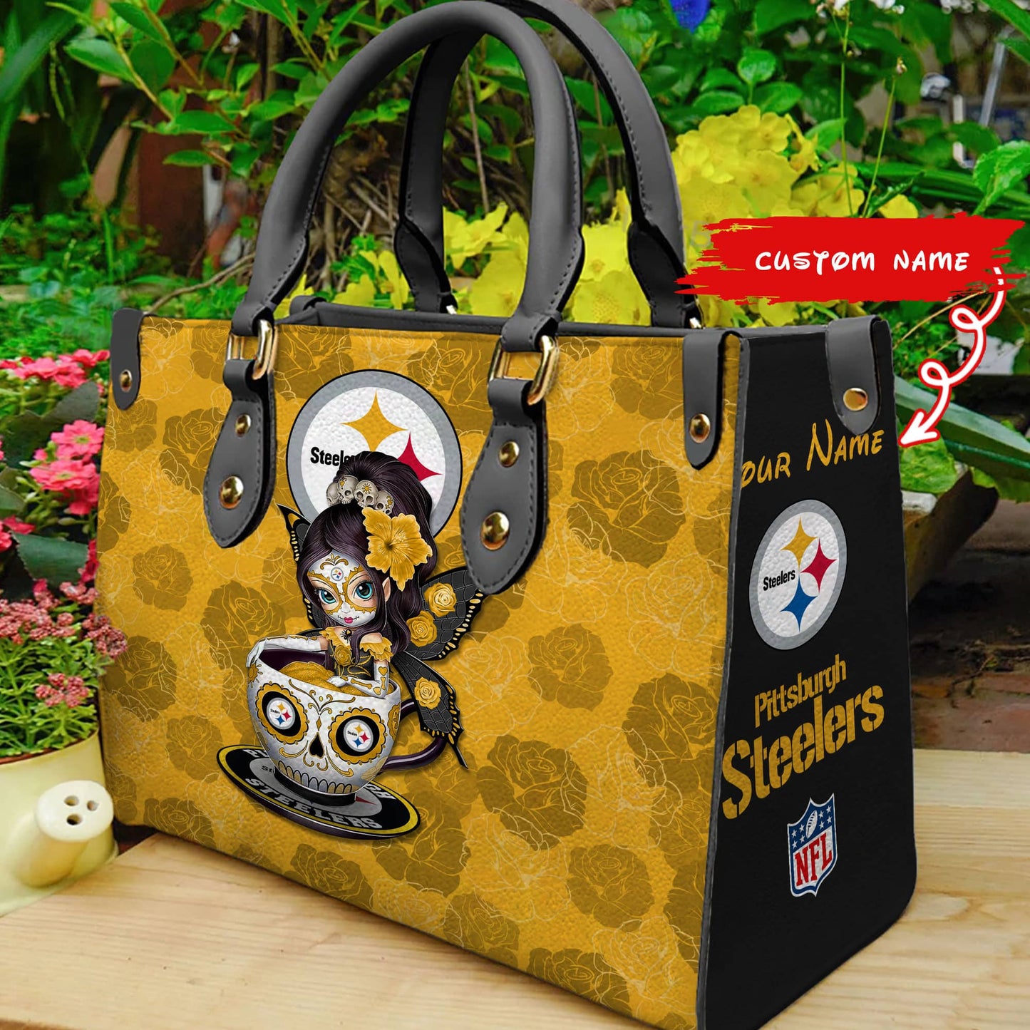 Pittsburgh Steelers Personalized Leather Hand Bag BB74