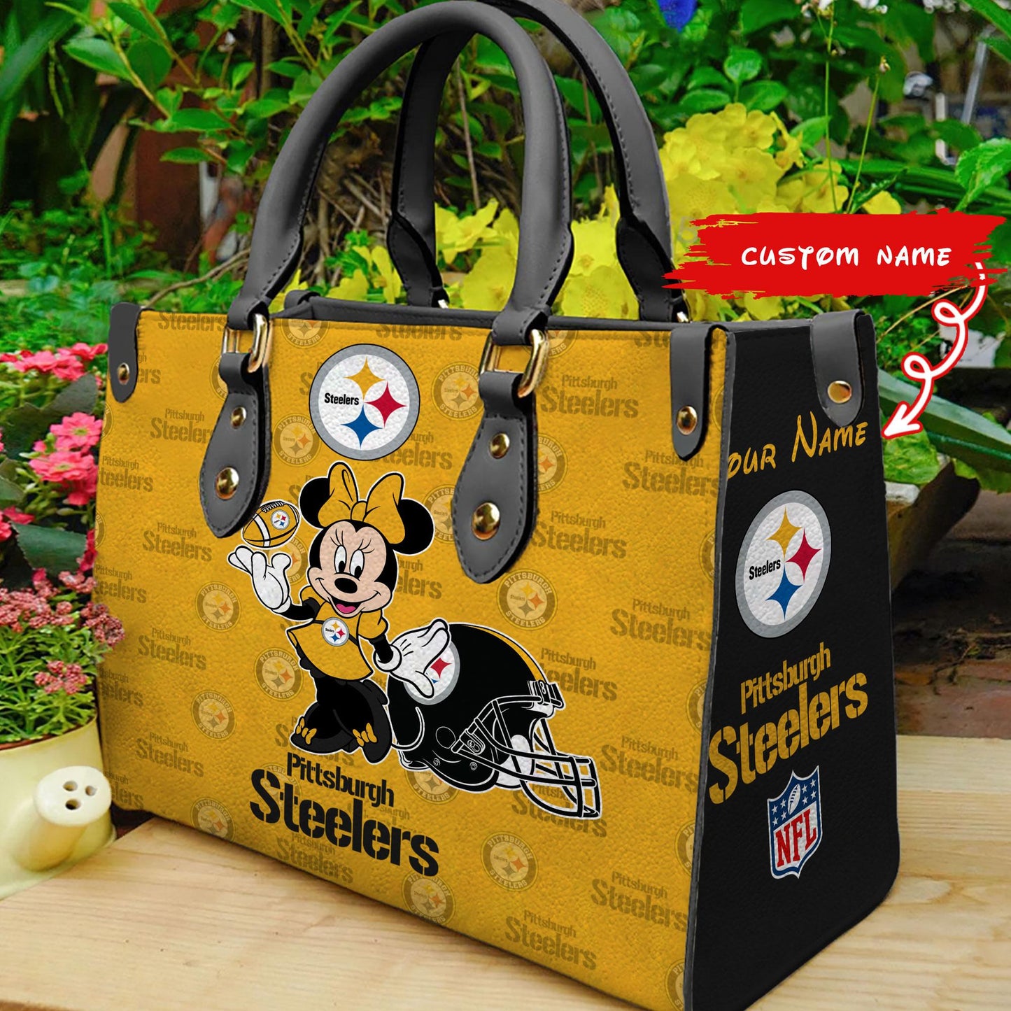 Pittsburgh Steelers Personalized Leather Hand Bag BB384