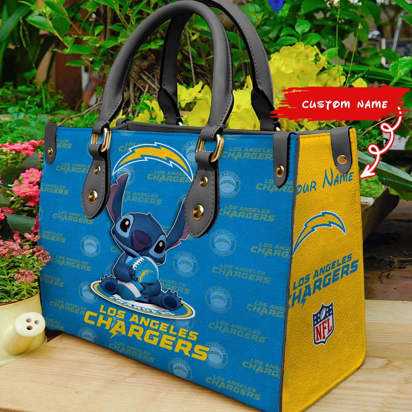 Los Angeles Chargers Personalized Leather Hand Bag BB347