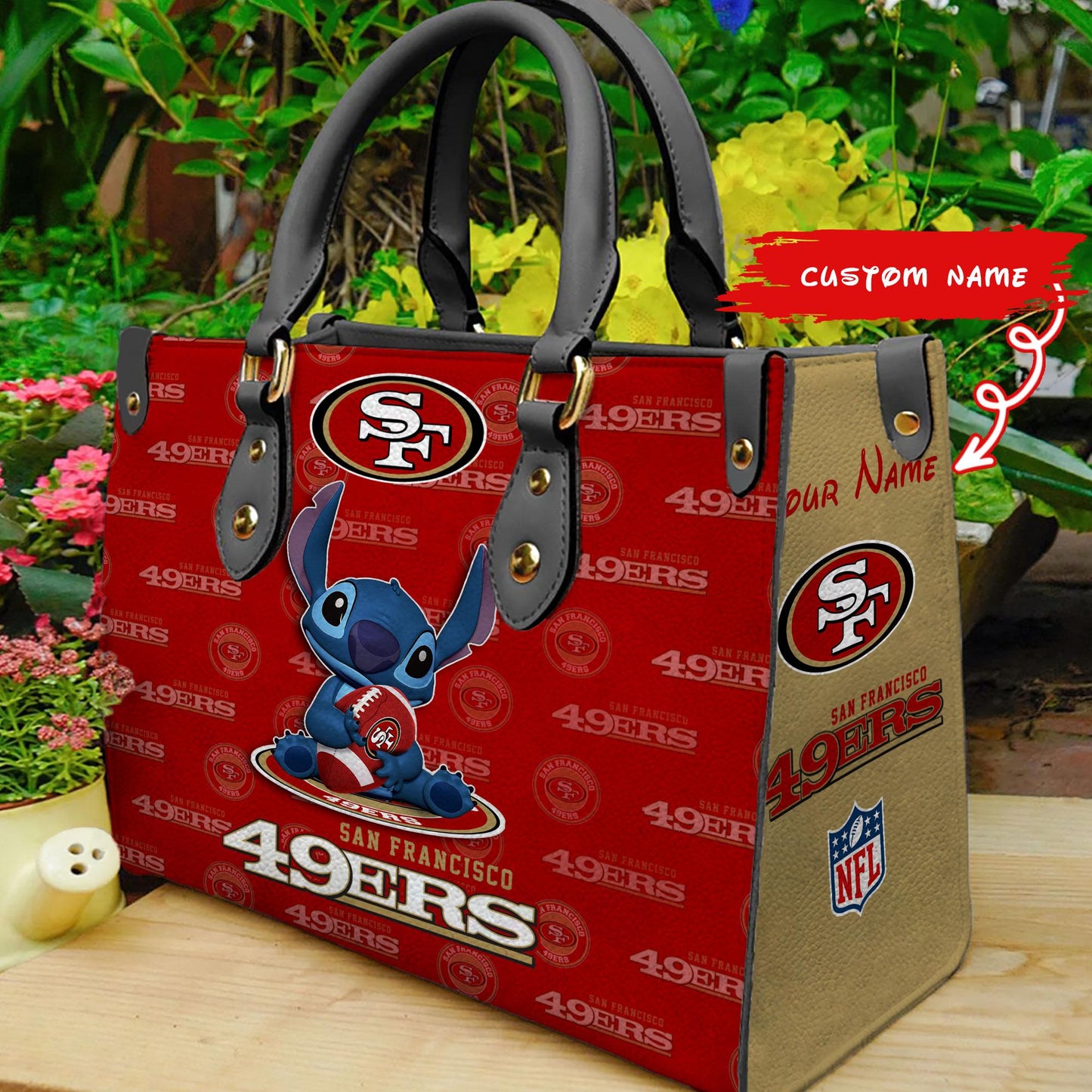 San Francisco 49ers Personalized Leather Hand Bag BB346