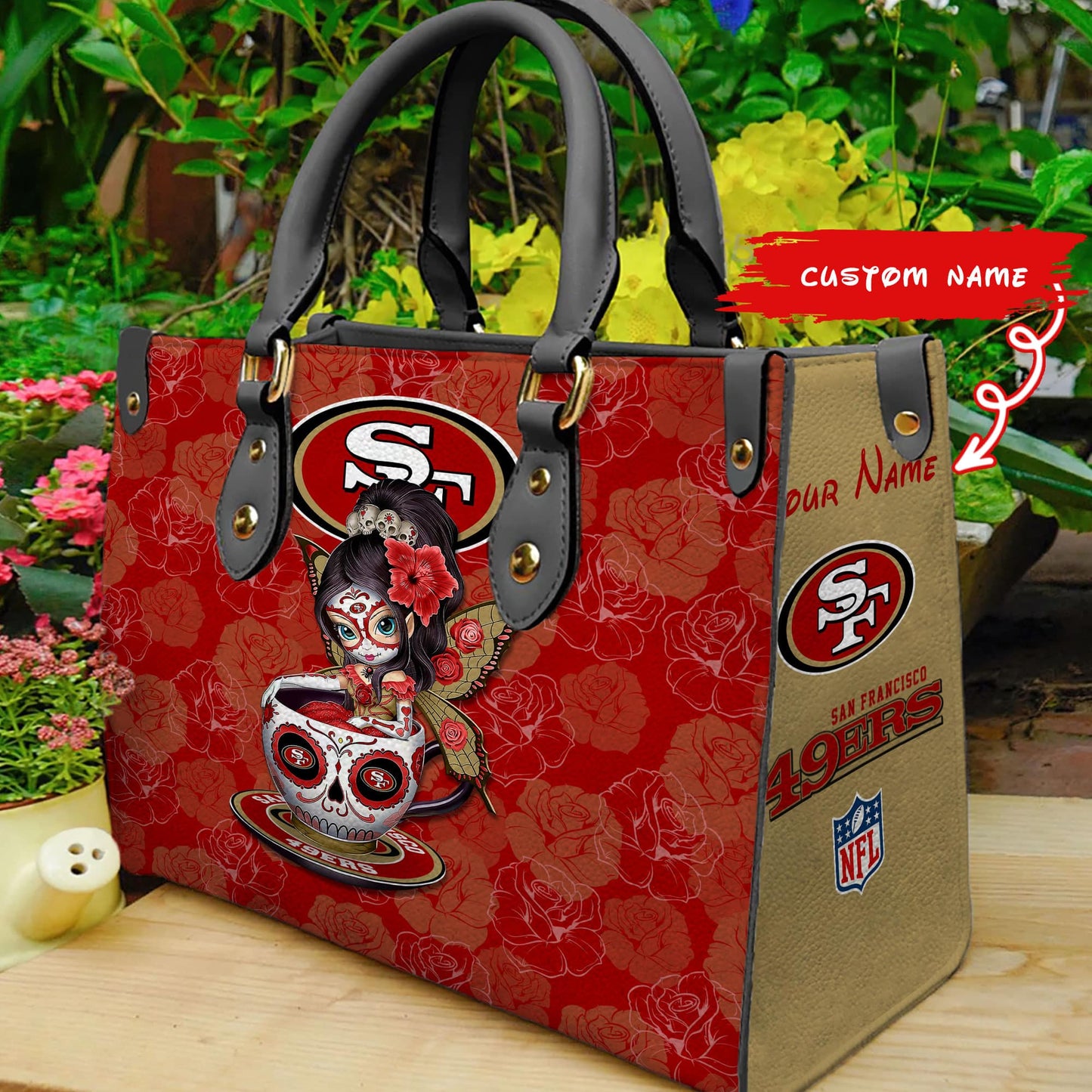 San Francisco 49ers Personalized Leather Hand Bag BB75