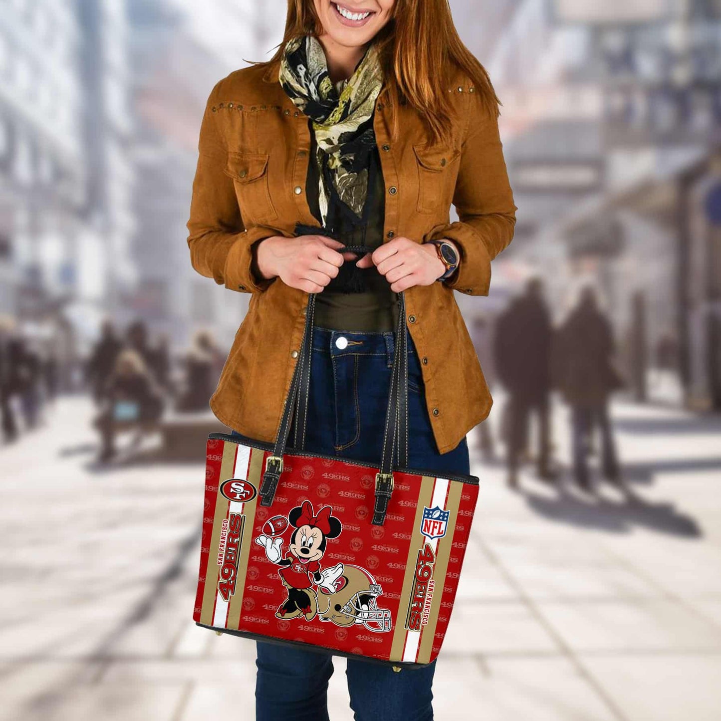 San Francisco 49ers Women Leather Tote Hand Bag BB38