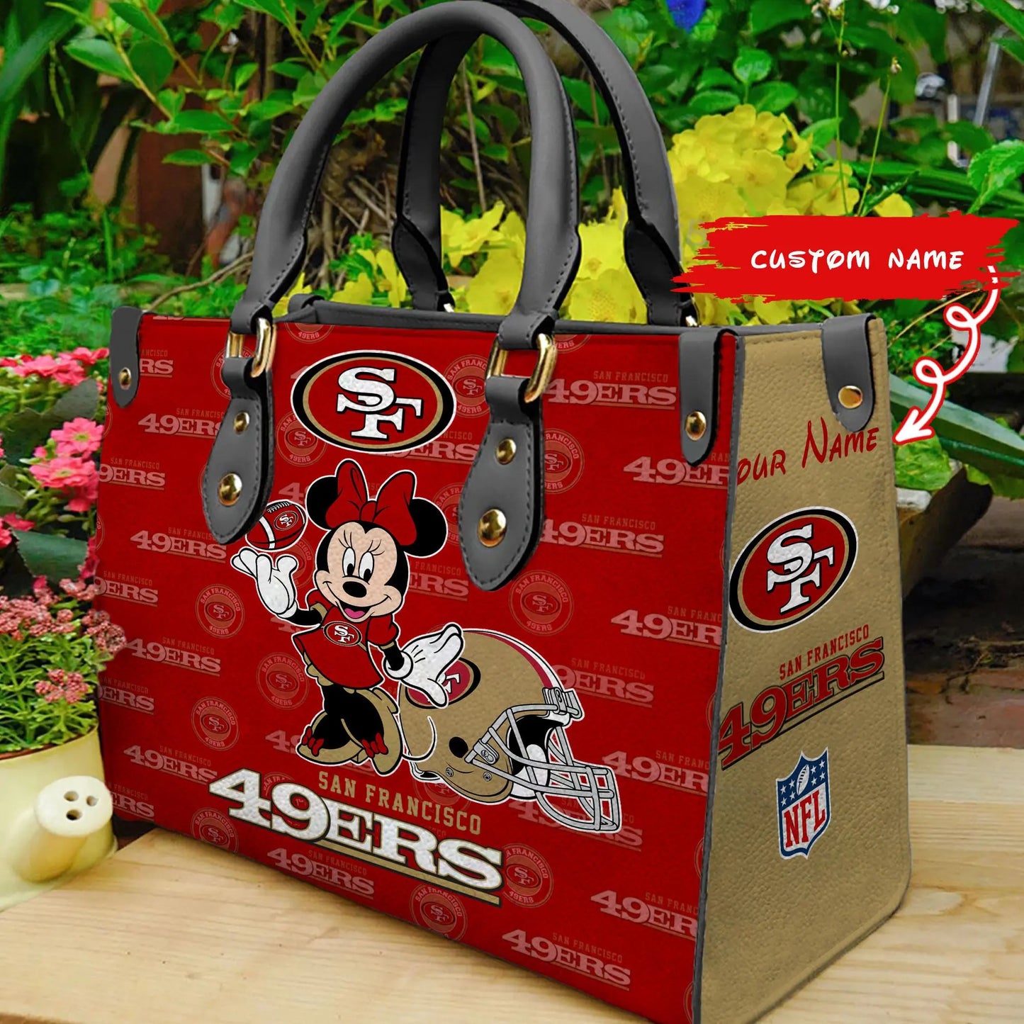 San Francisco 49ers Personalized Leather Hand Bag BB379