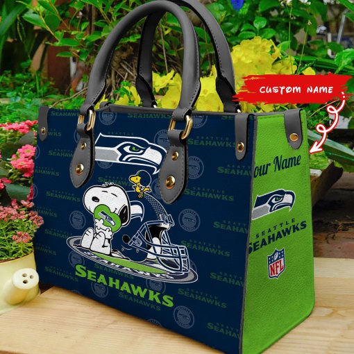 Seattle Seahawks Personalized Leather Hand Bag BB161