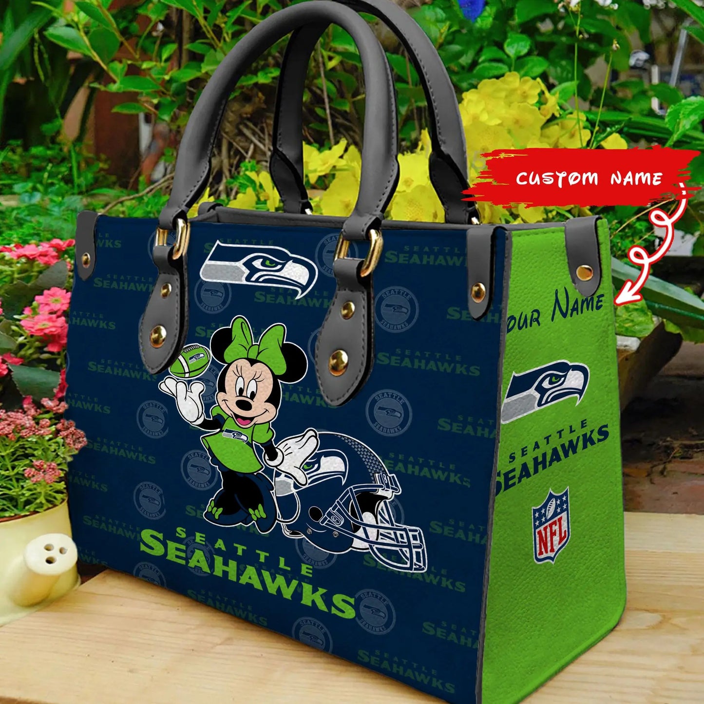 Seattle Seahawks Personalized Leather Hand Bag BB378