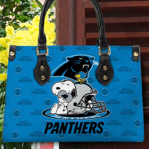 Carolina Panthers Personalized Leather Hand Bag BB137