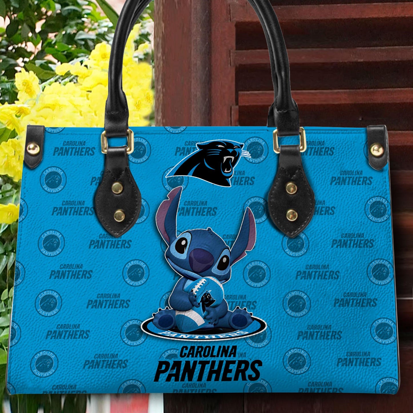 Carolina Panthers Personalized Leather Hand Bag BB369