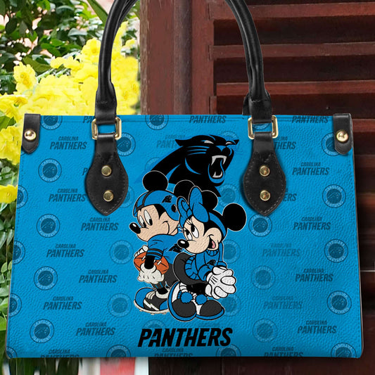 Carolina Panthers Personalized Leather Hand Bag BB84