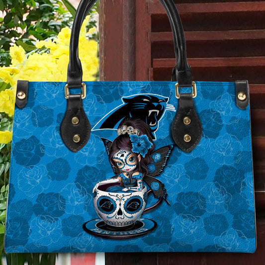 Carolina Panthers Personalized Leather Hand Bag BB52