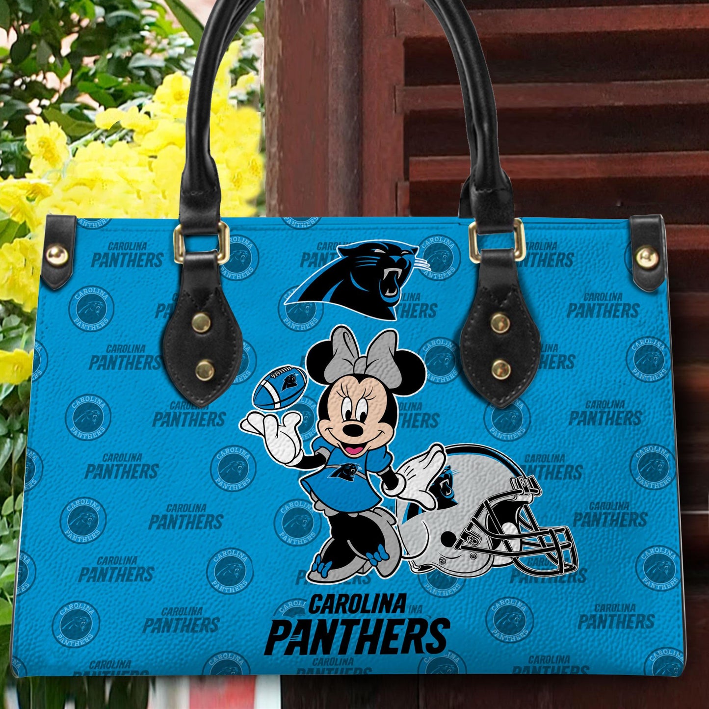 Carolina Panthers Personalized Leather Hand Bag BB402