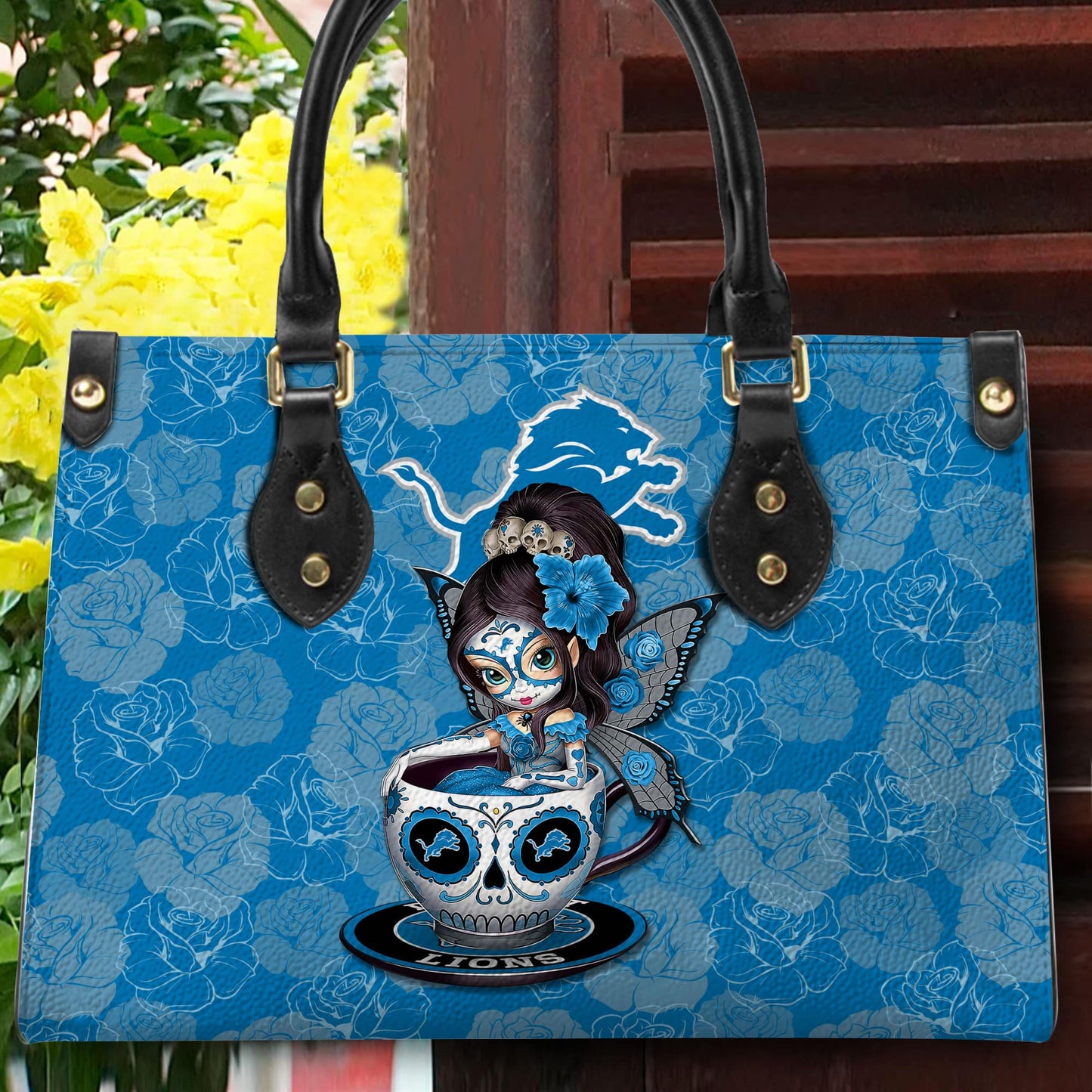 Detroit Lions Personalized Leather Hand Bag BB58