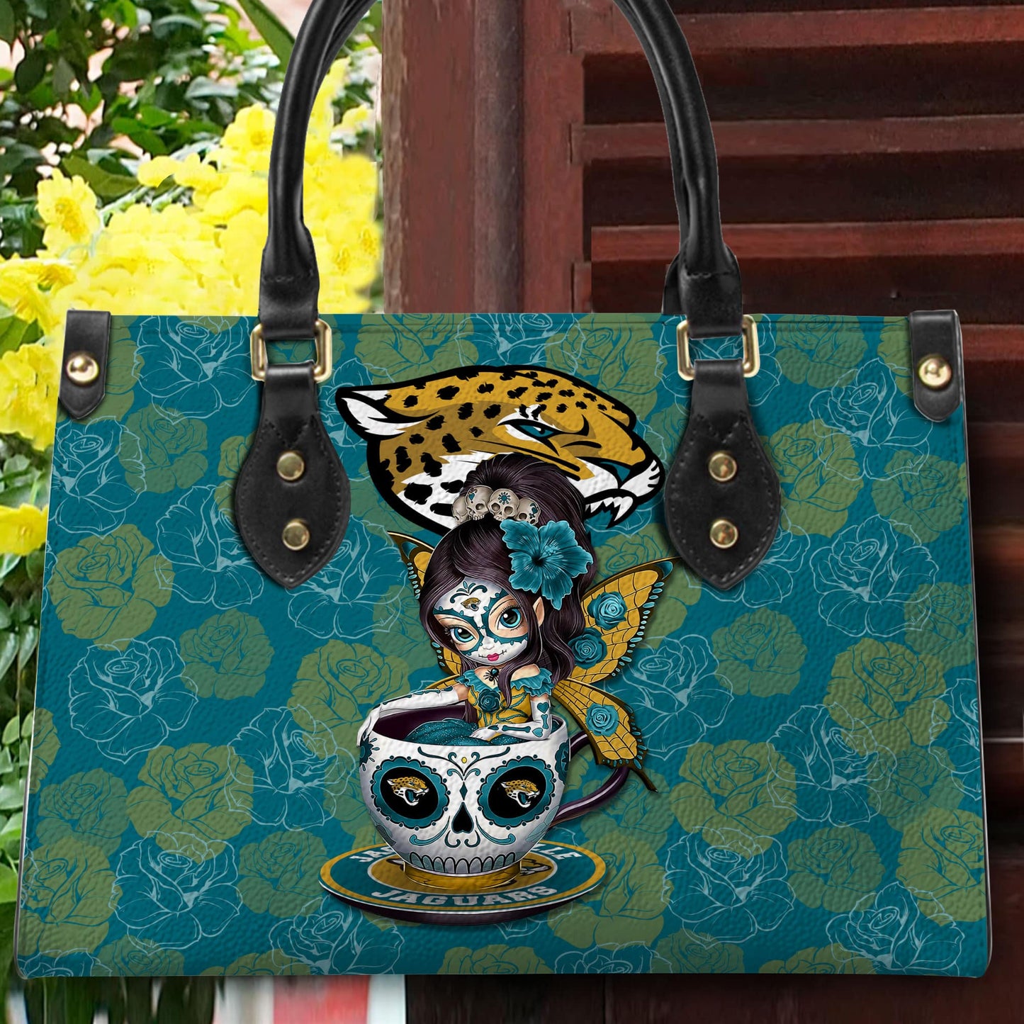 Jacksonville Jaguars Personalized Leather Hand Bag BB62