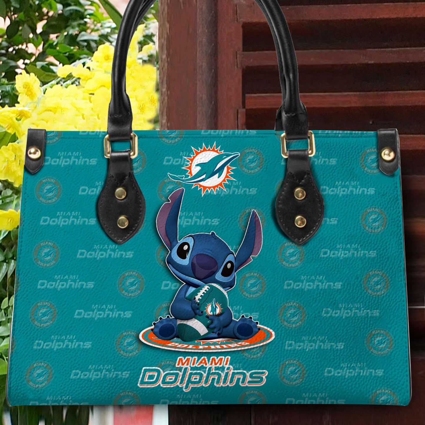 Miami Dolphins Personalized Leather Hand Bag BB357