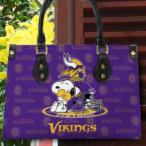 Minnesota Vikings Personalized Leather Hand Bag BB153