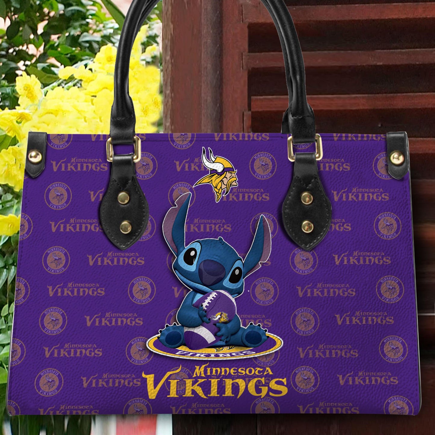 Minnesota Vikings Personalized Leather Hand Bag BB356
