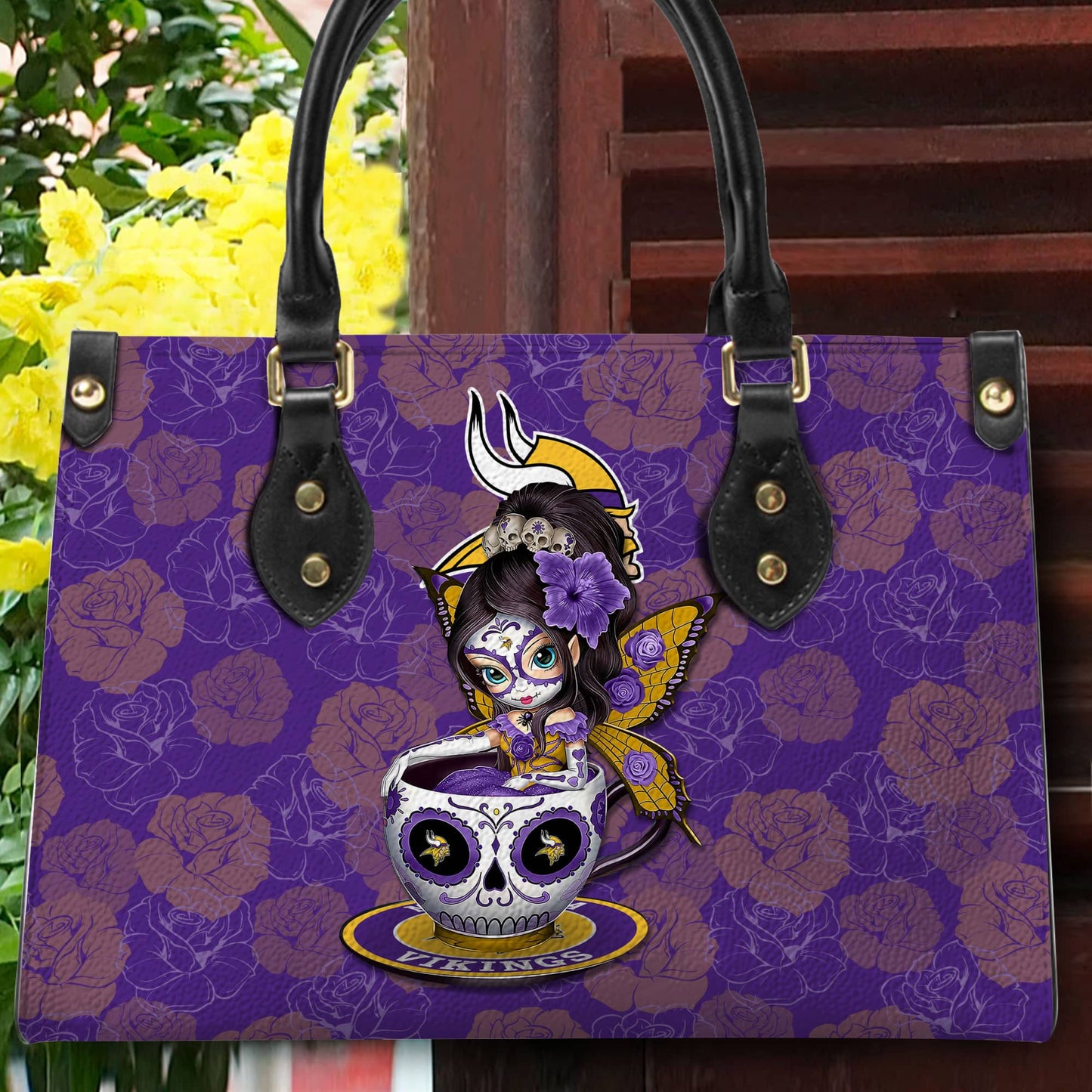 Minnesota Vikings Personalized Leather Hand Bag BB68