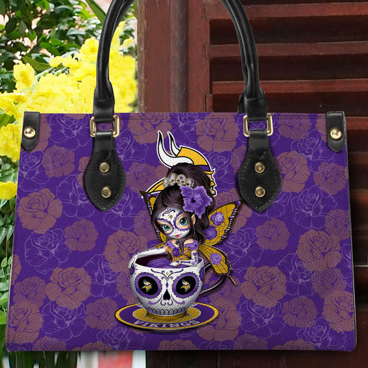 Minnesota Vikings Personalized Leather Hand Bag BB68
