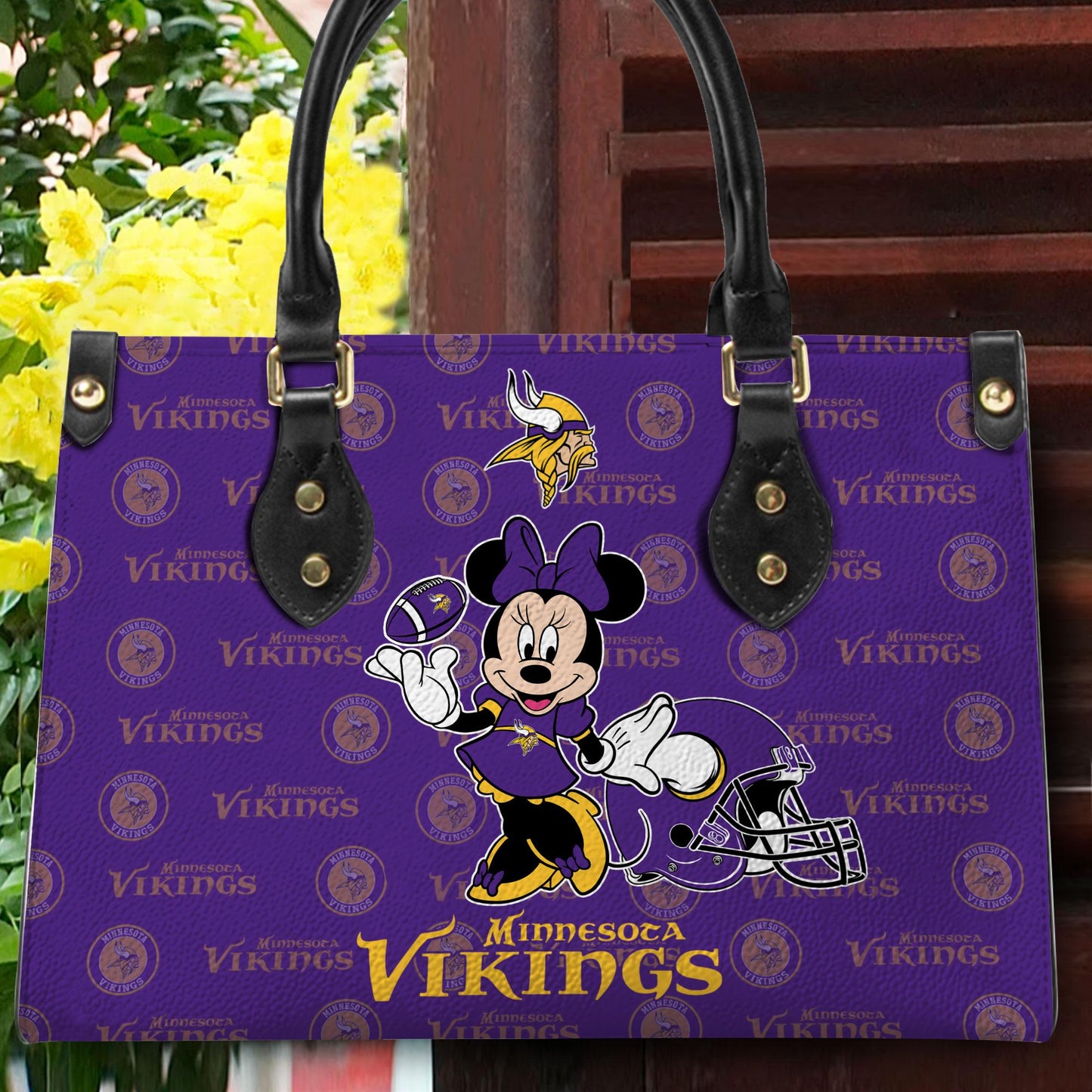 Minnesota Vikings Personalized Leather Hand Bag BB389