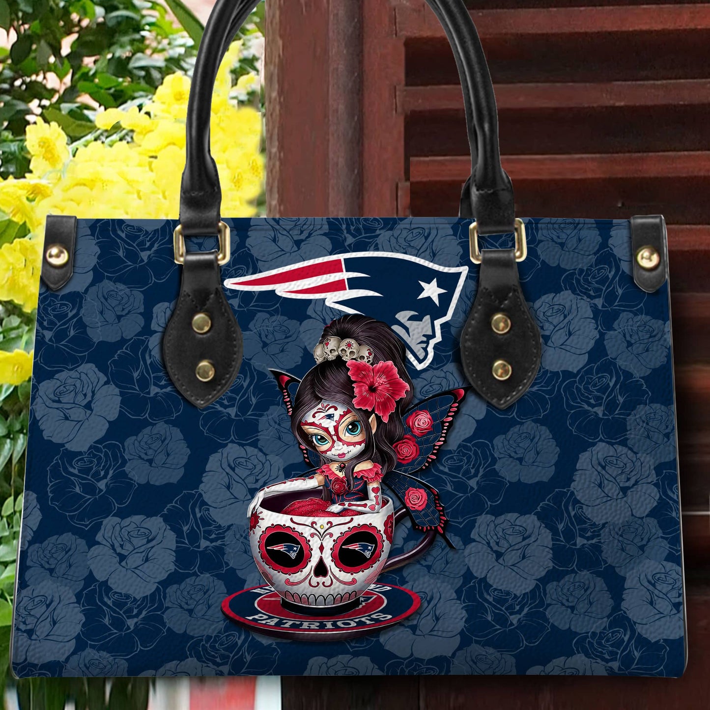 New England Patriots Personalized Leather Hand Bag BB69