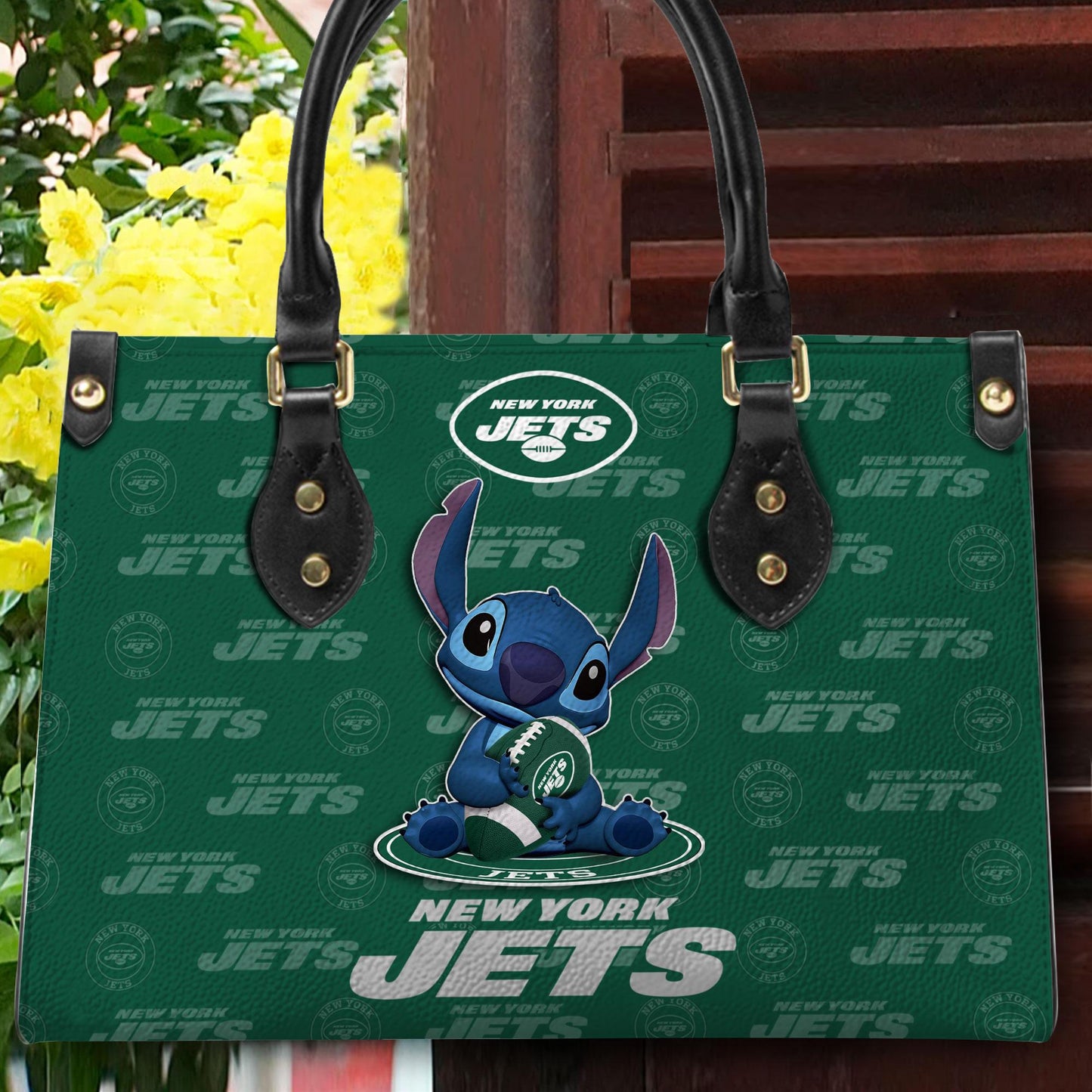New York Jets Personalized Leather Hand Bag BB349
