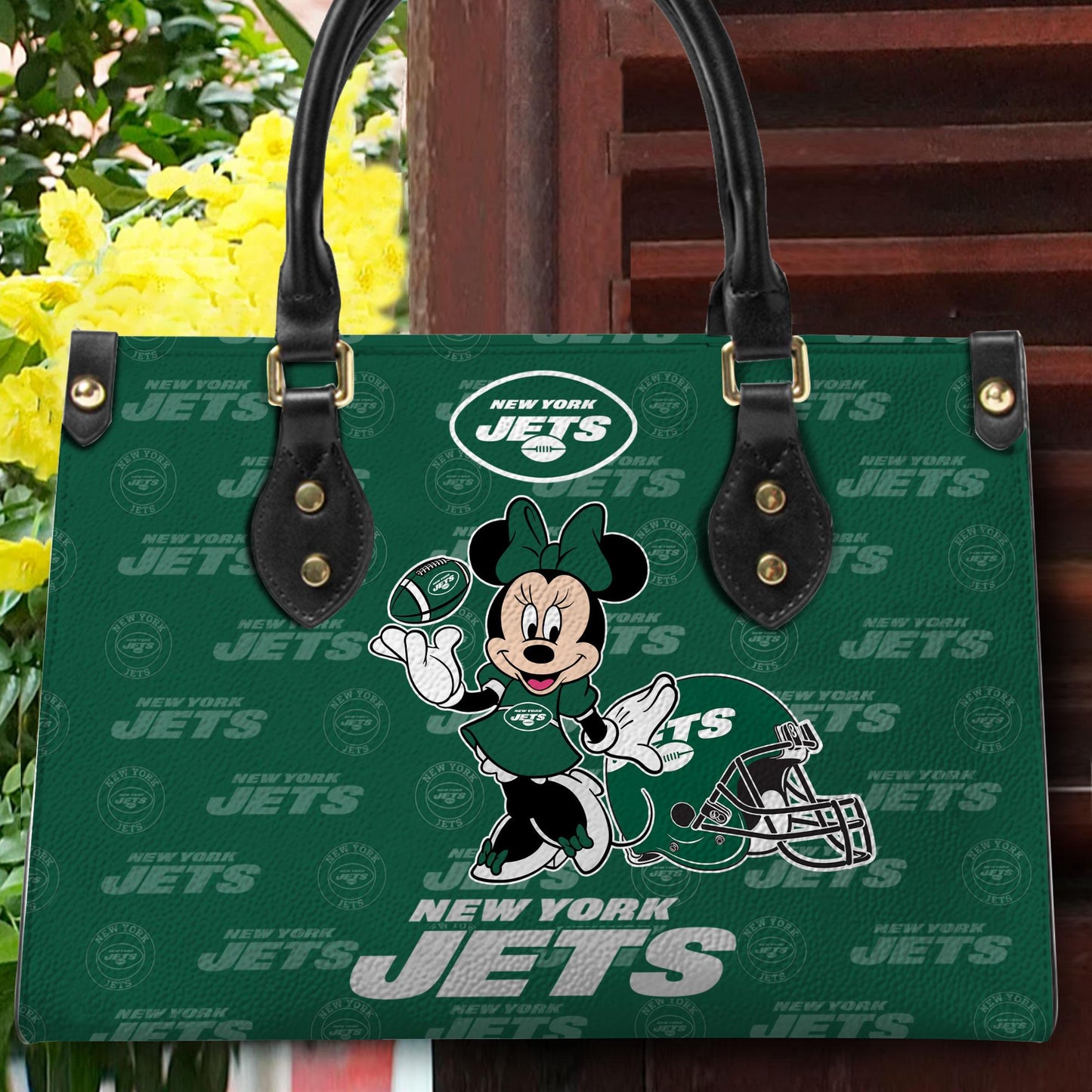 New York Jets Personalized Leather Hand Bag BB382