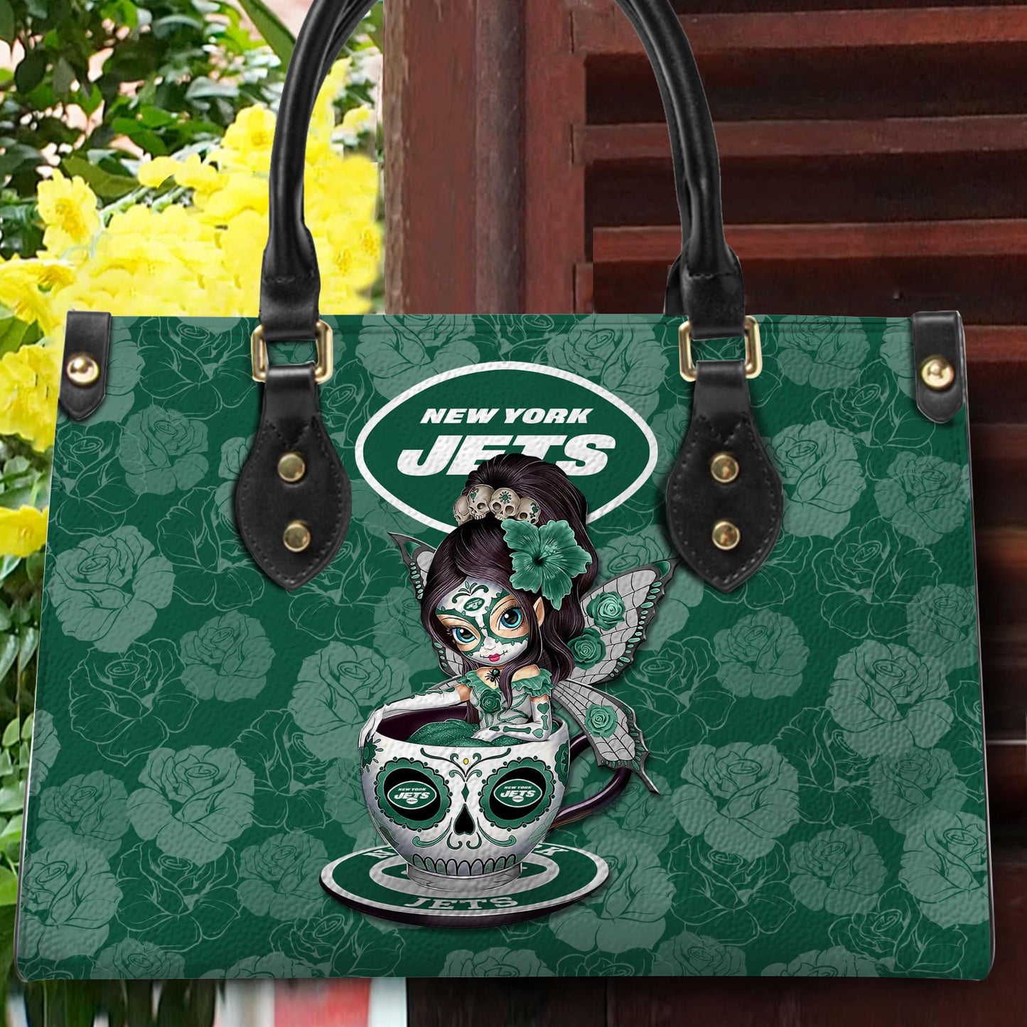 New York Jets Personalized Leather Hand Bag BB72