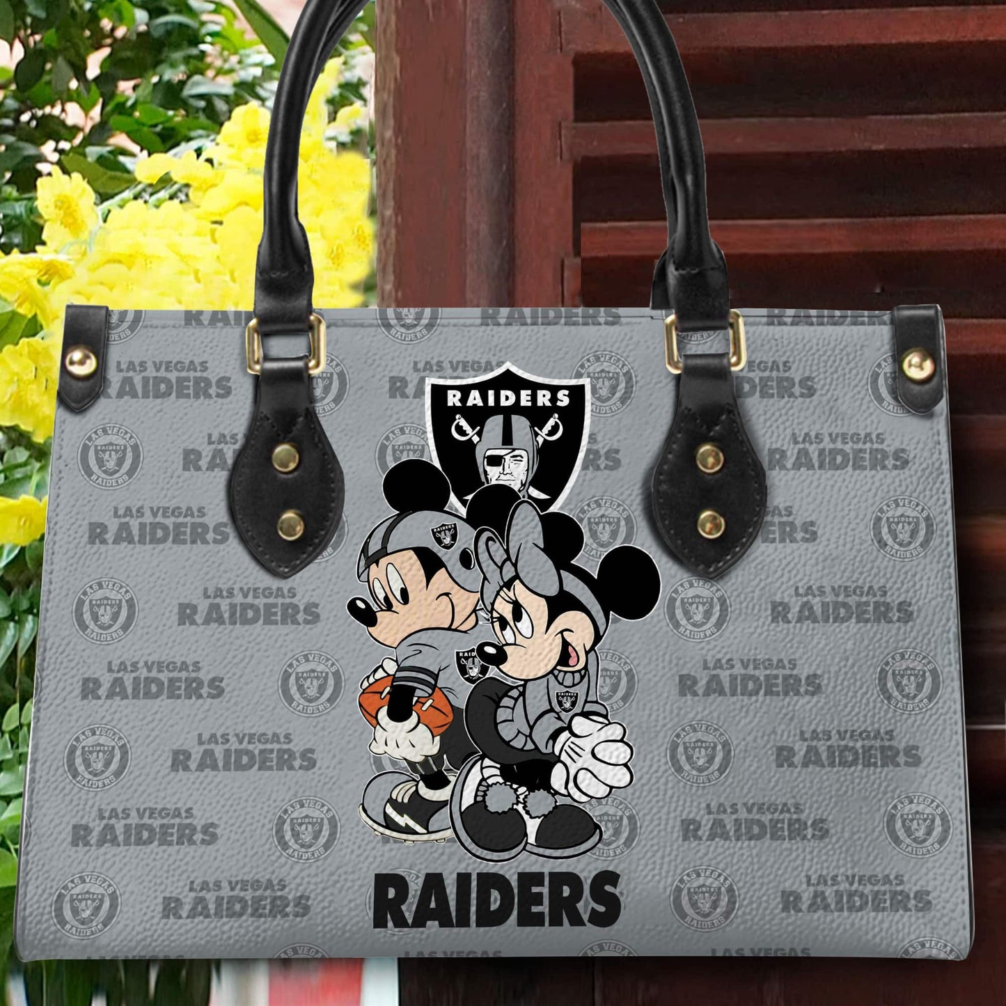 Las Vegas Raiders Personalized Leather Hand Bag BB96