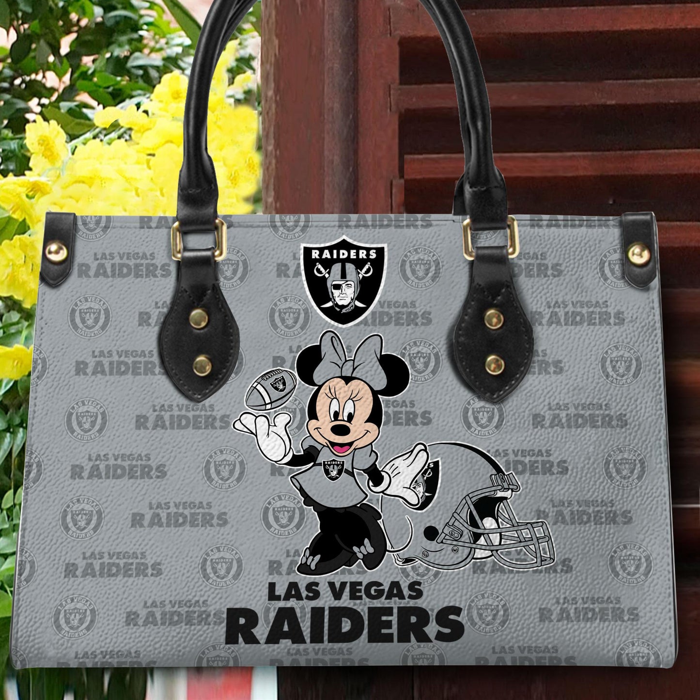 Las Vegas Raiders Personalized Leather Hand Bag BB386
