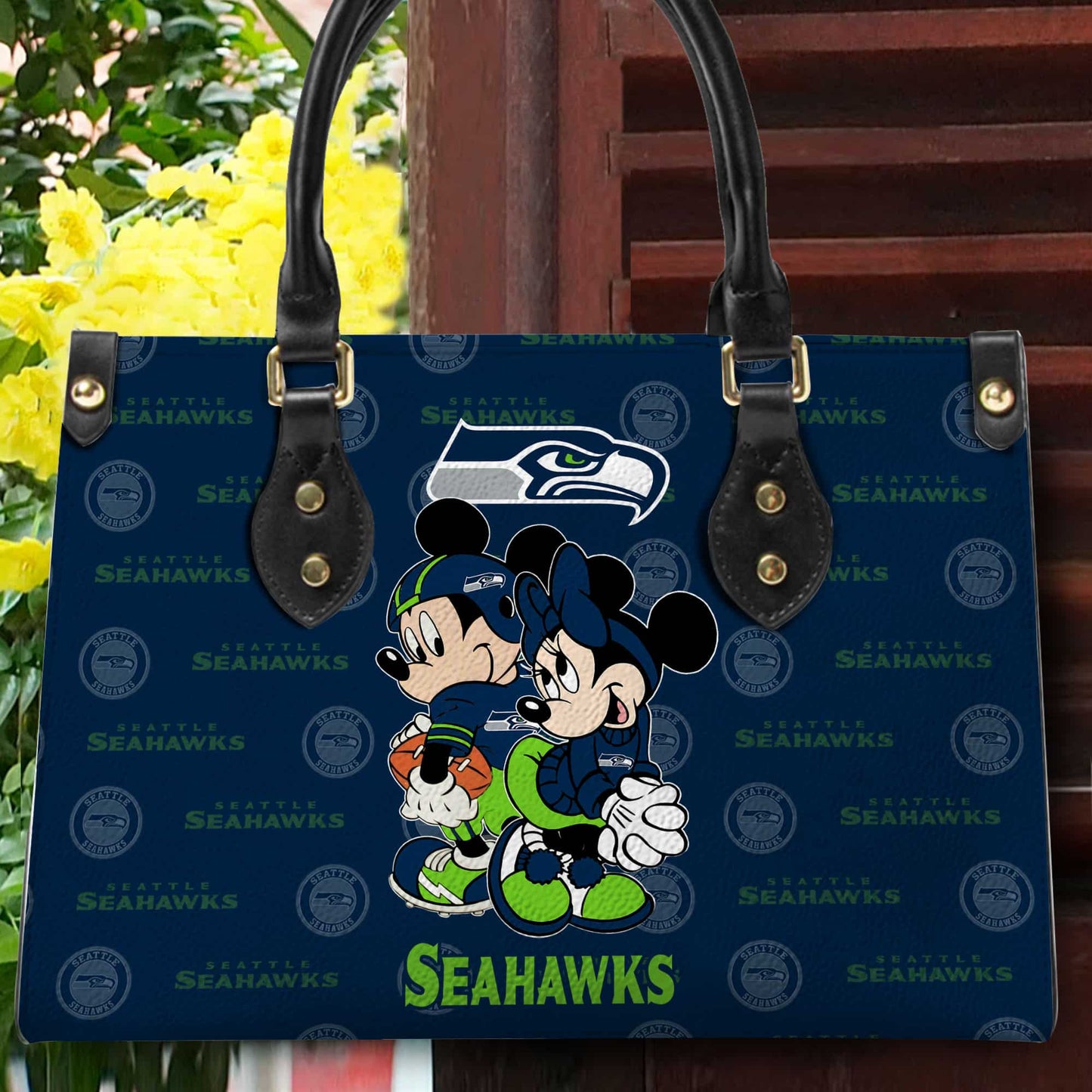 Seattle Seahawks Personalized Leather Hand Bag BB108