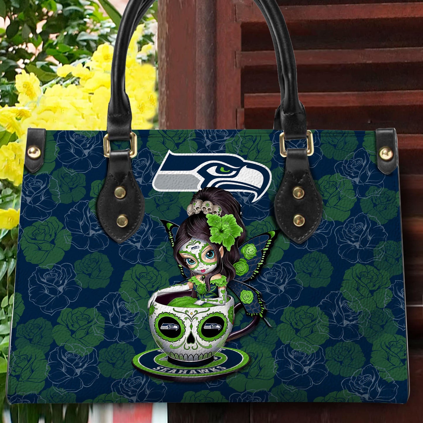 Seattle Seahawks Personalized Leather Hand Bag BB76