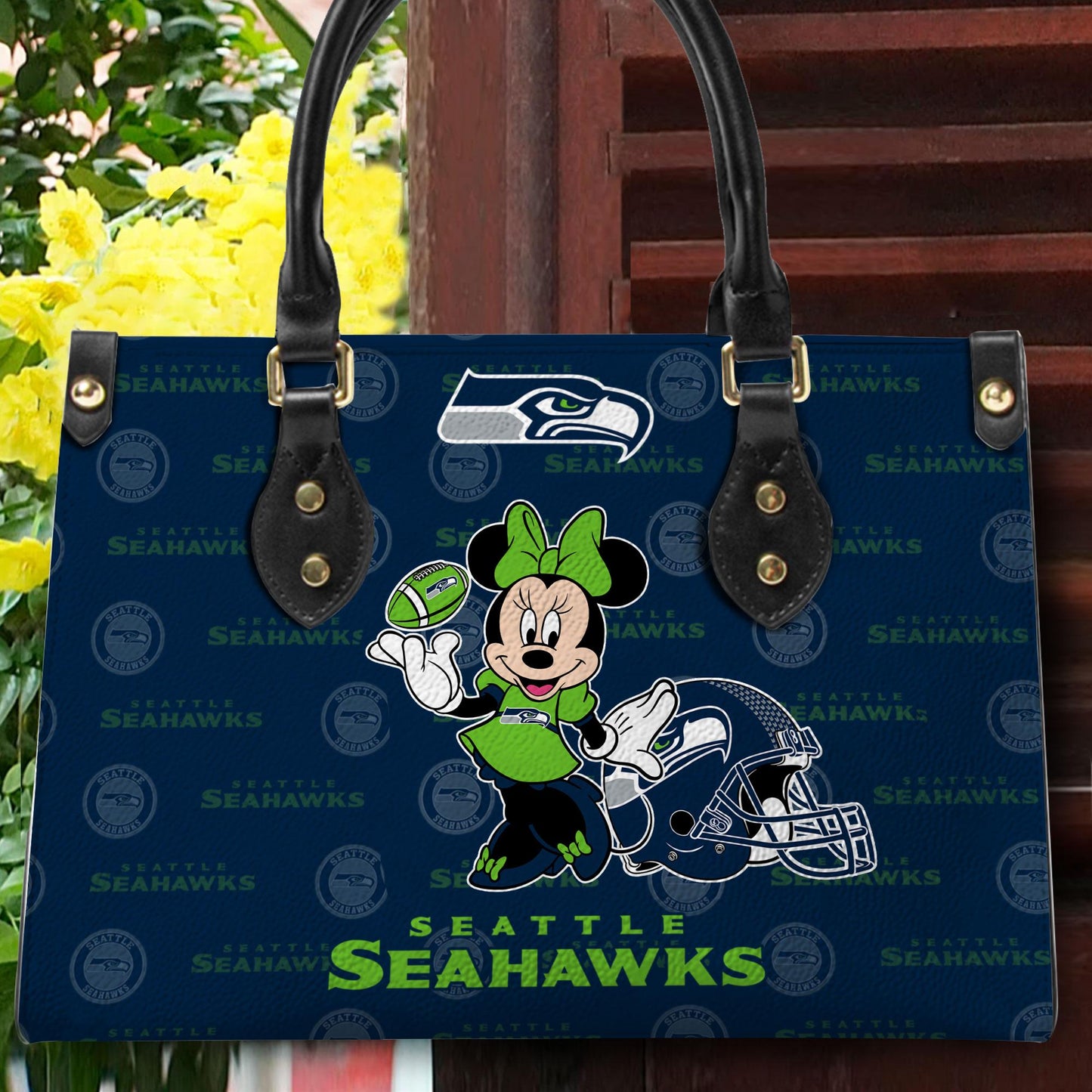 Seattle Seahawks Personalized Leather Hand Bag BB378