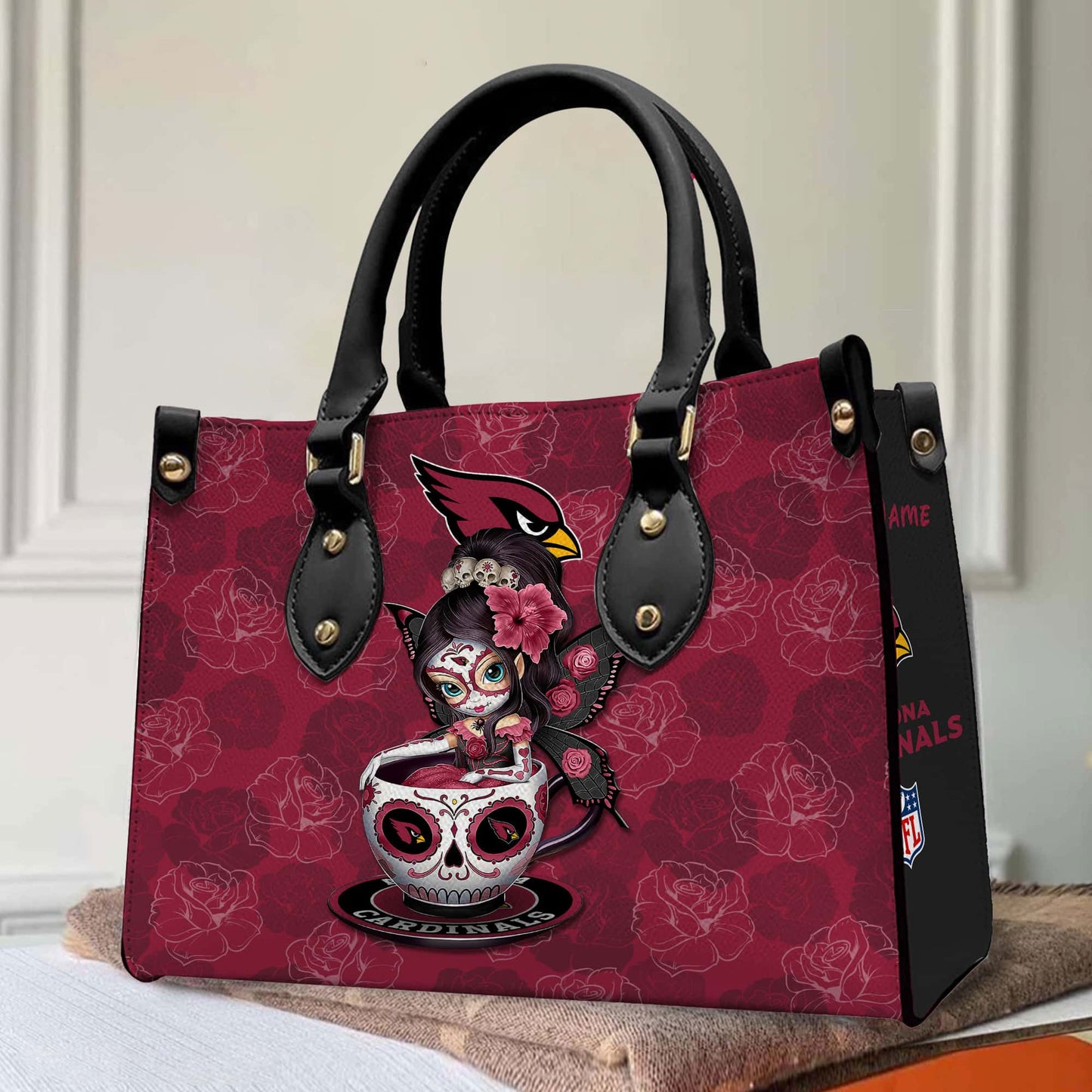 Arizona Cardinals Personalized Leather Hand Bag BB48
