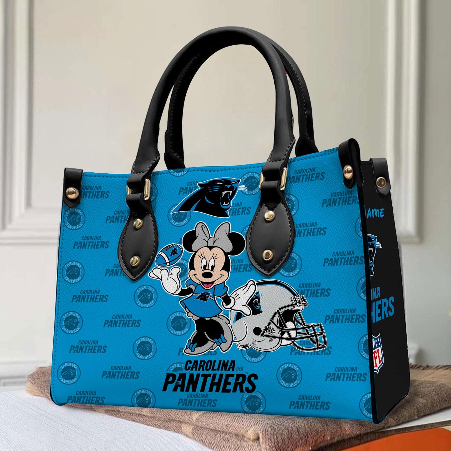 Carolina Panthers Personalized Leather Hand Bag BB402