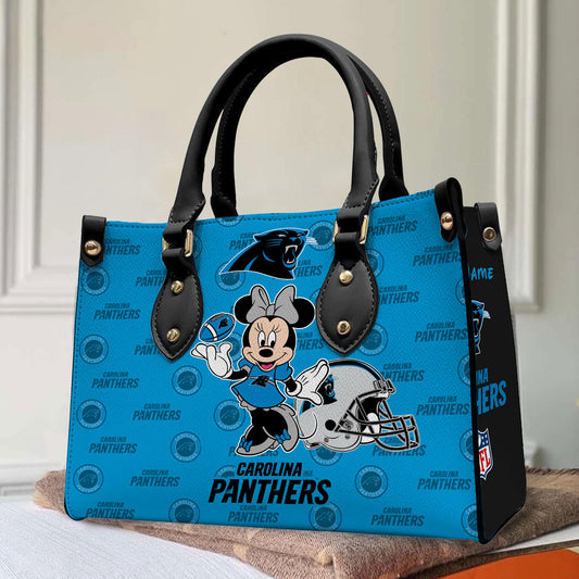 Carolina Panthers Personalized Leather Hand Bag BB402