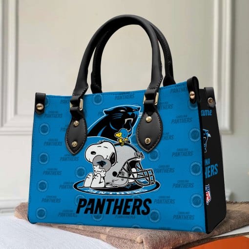 Carolina Panthers Personalized Leather Hand Bag BB137