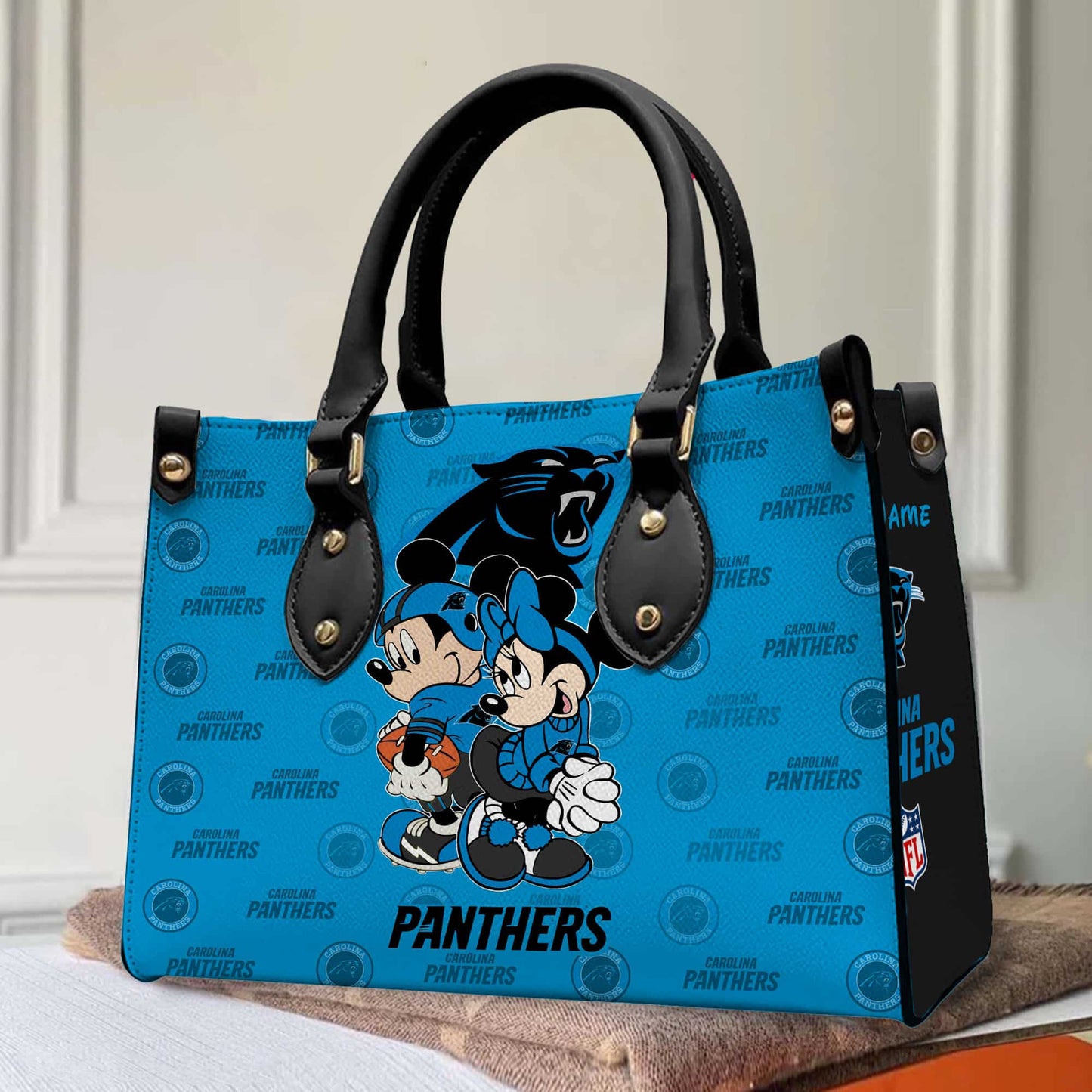 Carolina Panthers Personalized Leather Hand Bag BB84