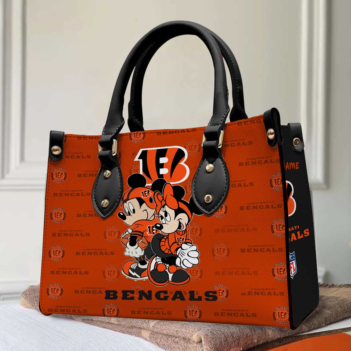 Cincinnati Bengals Personalized Leather Hand Bag BB86