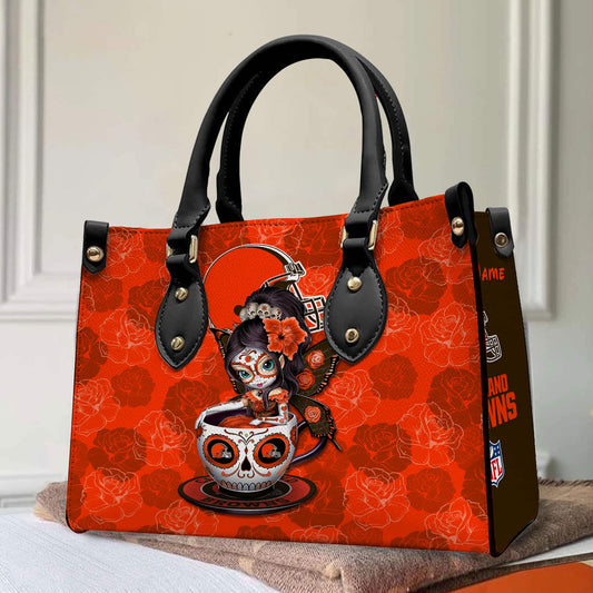 Cleveland Browns Personalized Leather Hand Bag BB55