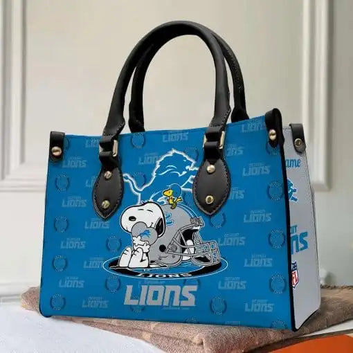 Detroit Lions Personalized Leather Hand Bag BB143