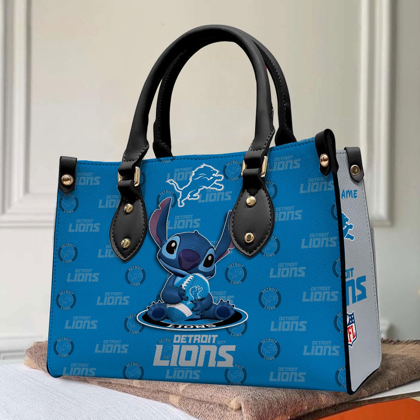 Detroit Lions Personalized Leather Hand Bag BB363