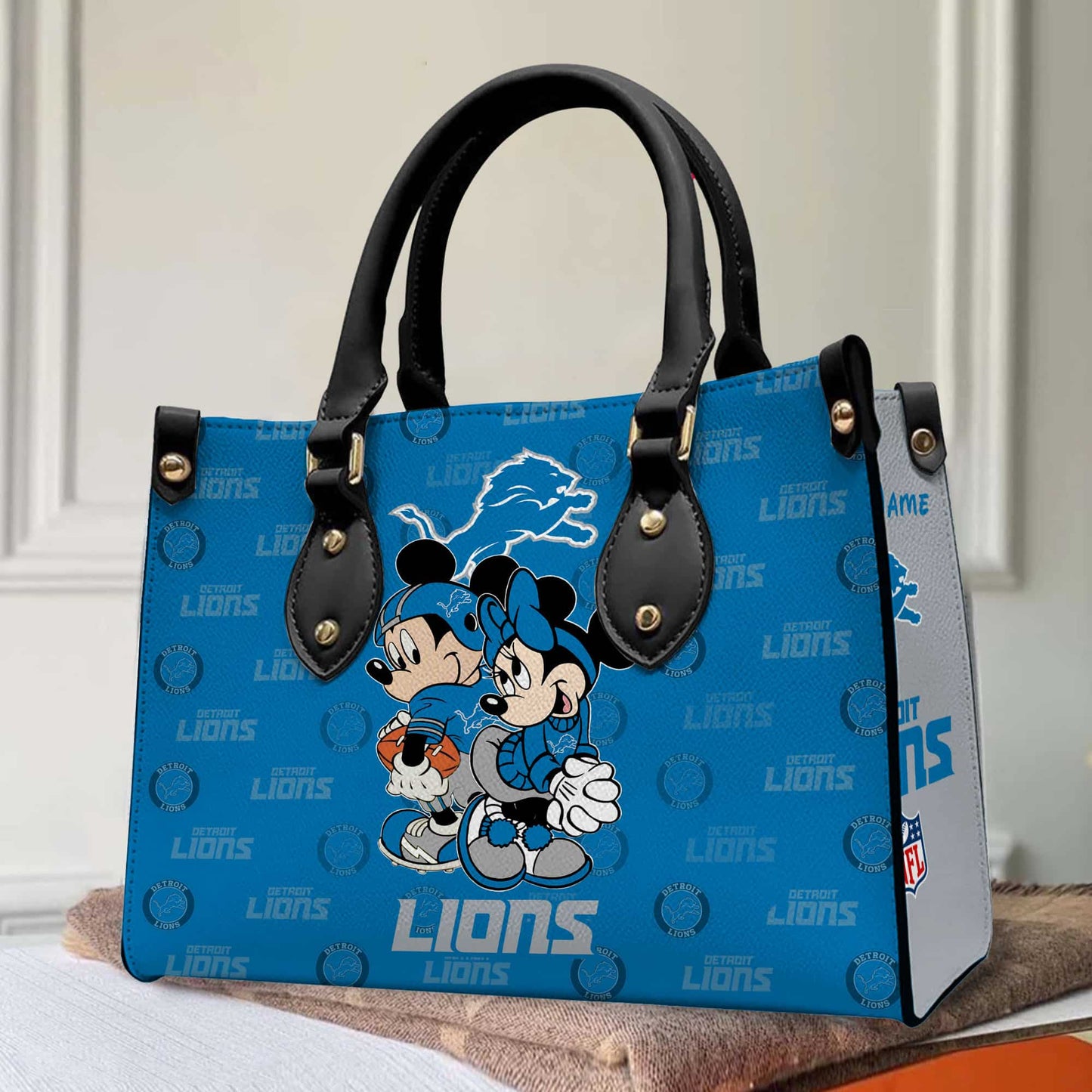Detroit Lions Personalized Leather Hand Bag BB90