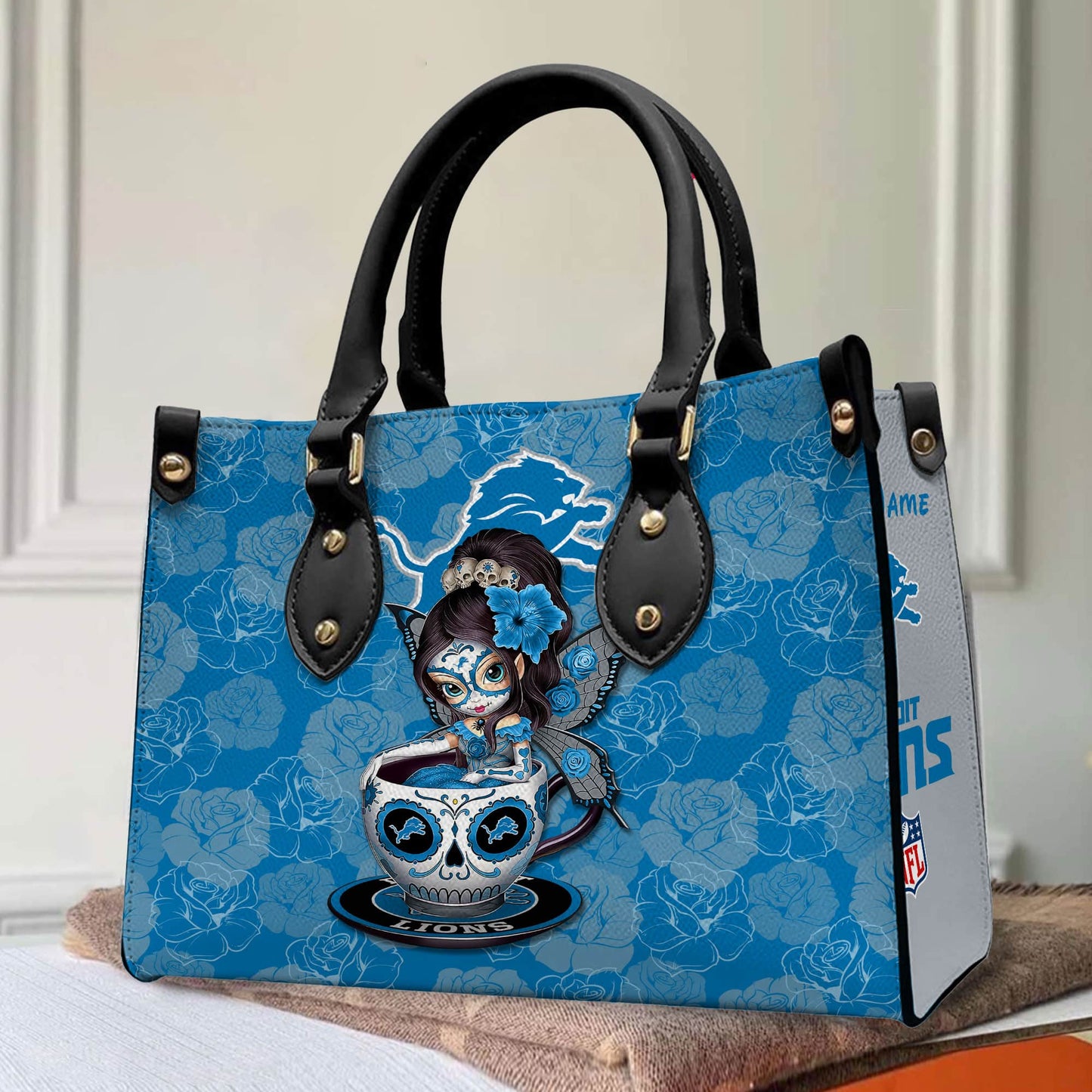 Detroit Lions Personalized Leather Hand Bag BB58
